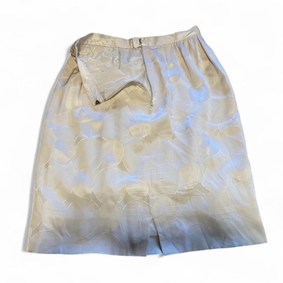 Vintage 70s Silk Slip Skirt Women's 6 Embossed Circle Print Ivory Union Made - Picture 3 of 4